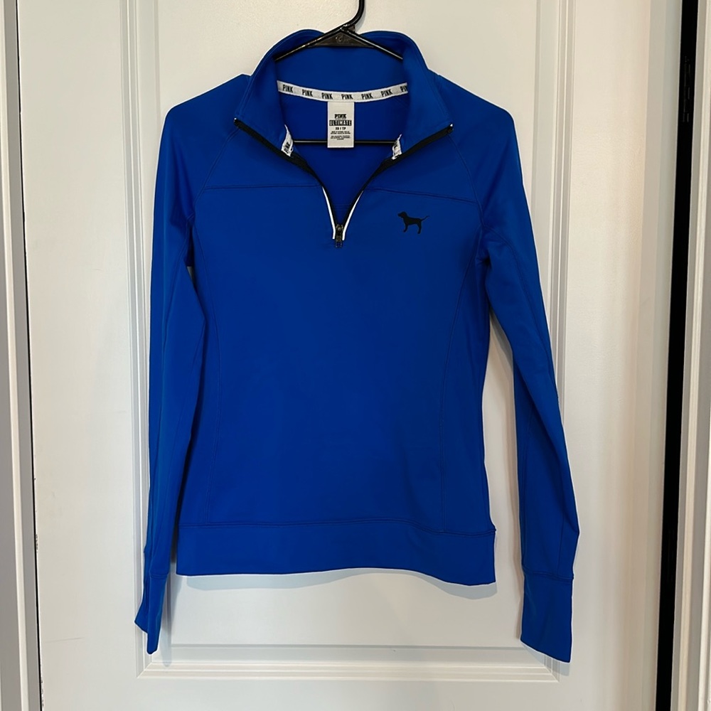 Victoria Secret PINK athletic quarter zip with pocket in back with finger holes
